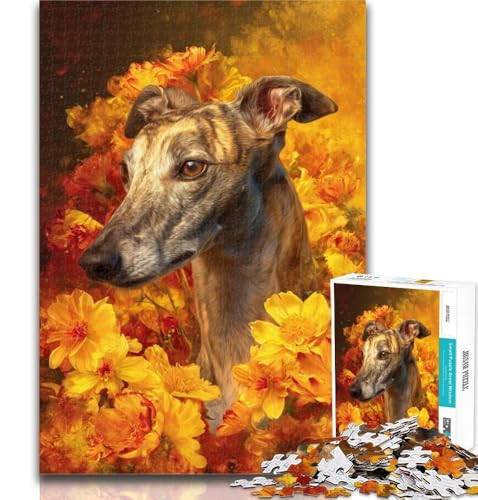 Puzzle 1000 Teile für Teenager Blumenhund Teenager-Puzzles, Quizspiel Wanddekoration Einzigartige Geburtstags 26x38cm von GOIUYTGM