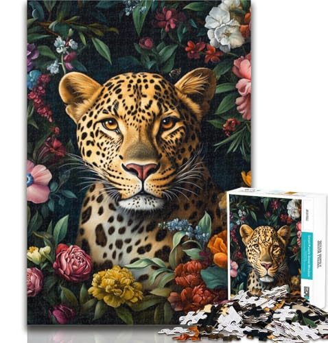 Puzzle 1000 Teile für Teenager Blumenleopard Teenager-Puzzles, Quizspiel Wanddekoration Einzigartige Geburtstags 26x38cm von GOIUYTGM