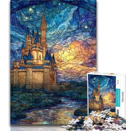 Puzzle 1000 Teile für Teenager Buntglasschloss Teenager-Puzzles, Quizspiel Wanddekoration Einzigartige Geburtstags 26x38cm von GOIUYTGM