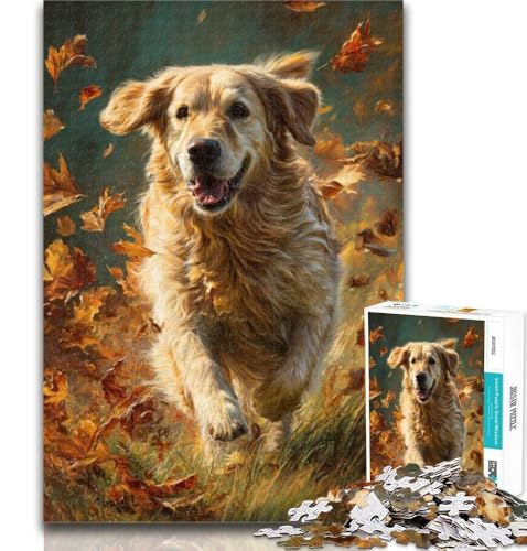 Puzzle 1000 Teile für Teenager Happy Golden Retriever Teenager-Puzzles, Quizspiel, Wanddekoration, einzigartige Geburtstags, 26x38cm von GOIUYTGM