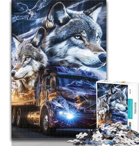 Puzzle 1000 Teile für Teenager Wolf unter dem Mond Teenager-Puzzles, Quizspiel, Wanddekoration, einzigartige Geburtstags, 26x38cm von GOIUYTGM