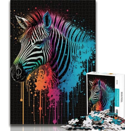 Puzzle 1000 Teile für Teenager Zebra Bunte Teenager-Puzzles, Quizspiel Wanddekoration Einzigartige Geburtstags 50x75cm von GOIUYTGM
