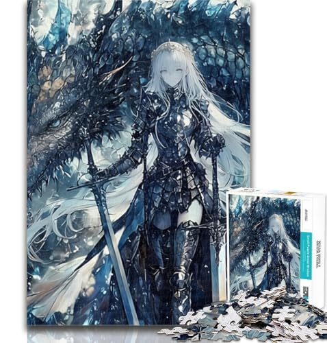 Puzzle Anime-Mädchen mit Drachen, 1000 Teile, Puzzle für Erwachsene, Spielzeug, Lernspiele, Stressabbau, einzigartige Heimdekoration und Geschenke, 75x50cm von GOIUYTGM