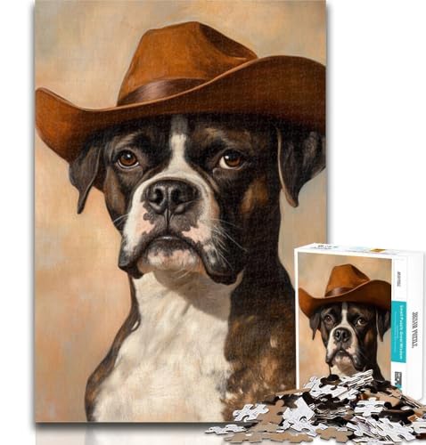 Puzzle Cowboy-Boxer-Hund 1000 Teile für Teenager, Lernspiele, Heimdekoration, Geschenk für die ganze Familie, 26x38cm Puzzle Cowboy-Boxer-Hund 1000 Teile für Teenager, Lernspiele, Heimdekoration, Geschenk für die ganze Familie, 26x38cm von GOIUYTGM