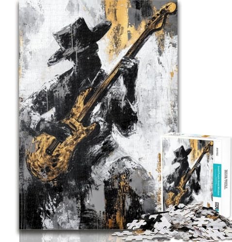 Puzzle Gitarre Spielen, Ölgemälde, 1000 Teile, für Erwachsene und Jugendliche, anspruchsvolles Spiel und Familienspiel, Eltern-Kind-Interaktion, 26x38cm von GOIUYTGM