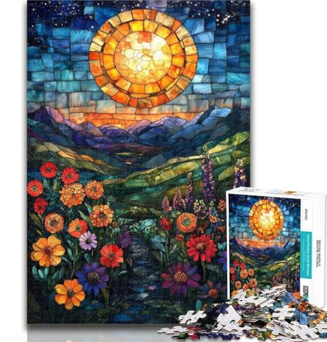 Puzzle Mohnblumen aus Buntglas mit 1000 Teilen für Erwachsene und Jugendliche, Lernspiel für Geburtstage und Weihnachten, ab 14 Jahren, 26x38cm von GOIUYTGM