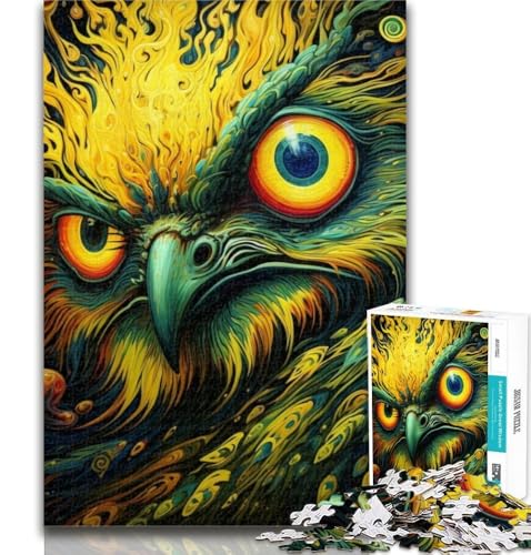 Puzzle Psychedelische Eule, 1000 Teile, Lernspiele, Heimdekoration, Geschenk für die ganze Familie, 26x38cm von GOIUYTGM