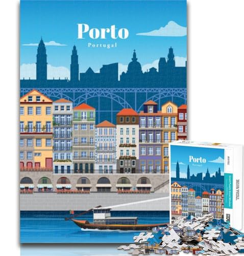 Puzzle Reise nach Porto für Erwachsene, 1000 Puzzles, Spielzeug, Lernspiele, Stressabbau, einzigartige Heimdekoration und Geschenke, 75x50cm von GOIUYTGM