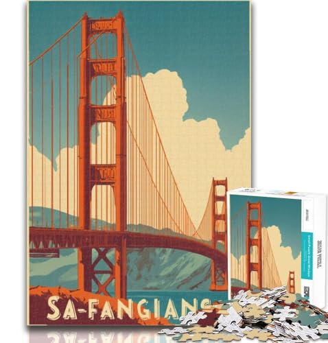 Puzzle San Francisco Bridge, 1000 Teile, Lernspiele, Heimdekoration, Geschenk für die ganze Familie, 50x75cm von GOIUYTGM
