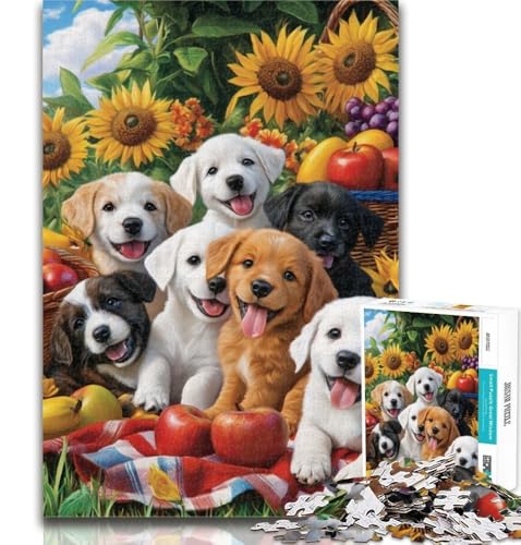 Puzzle Welpenpicknick, 1000 Teile, für Teenager ab 14 Jahren, unmögliches Spiel, Erwachsene und Teenager, 50x75cm von GOIUYTGM