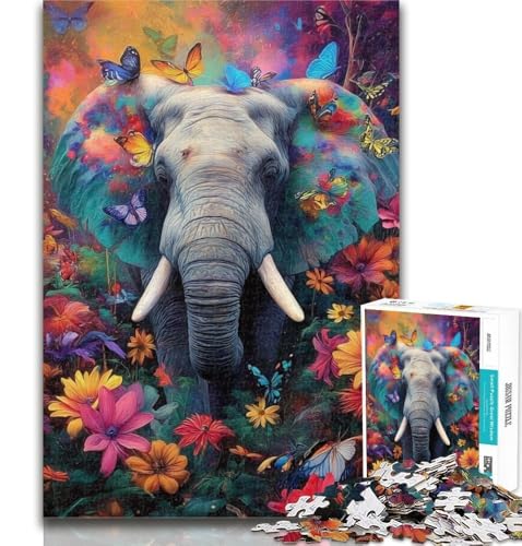 Puzzle für Erwachsene, 1000 Teile, Elefanten-Ölgemälde, Lernspiele, Wanddekoration, einzigartige Geburtstags, 50x75cm von GOIUYTGM