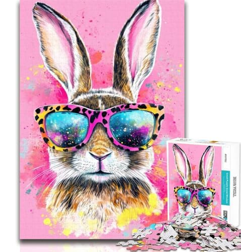 Puzzle für Erwachsene, 1000 Teile, Kaninchen mit Brille, Lernspiele, Wanddekoration, einzigartige Geburtstags, 26x38cm von GOIUYTGM