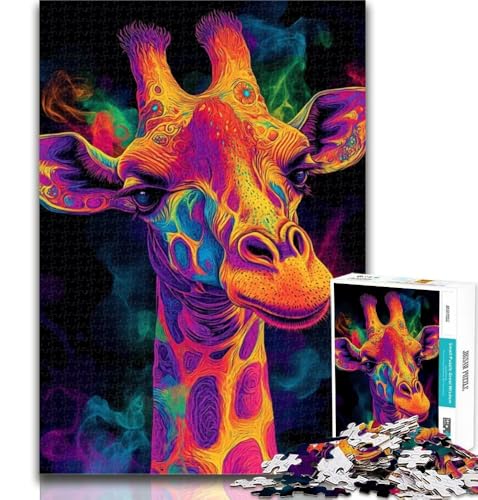 Puzzle für Erwachsene, 1000 Teile, Neon-Giraffe, Lernspiele, Wanddekoration, einzigartige Geburtstags, 26x38cm von GOIUYTGM
