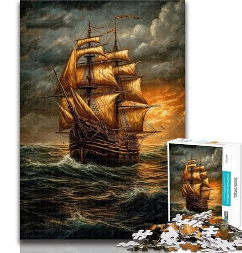 Puzzle für Erwachsene, 1000 Teile, Segelboot-Ölgemälde, Lernspiele, Wanddekoration, einzigartige Geburtstags, 50x75cm von GOIUYTGM