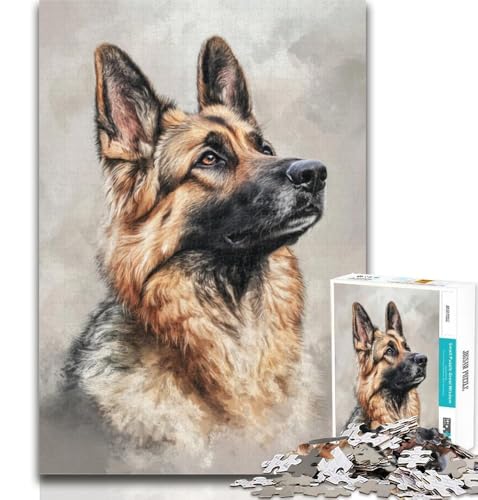 Puzzle für Erwachsene, Aquarell-Puzzle mit deutschem Schäferhund, 1000 Teile, Lernspielzeug und Spiele für Erwachsene und Jugendliche, 26x38cm von GOIUYTGM