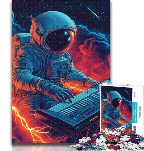 Puzzle für Erwachsene, Astronaut spielt Musik, 1000 Teile, für Erwachsene, mit vollständig ineinandergreifenden, zufällig geformten Teilen, für Kinder ab 14 Jahren, 26x38cm von GOIUYTGM