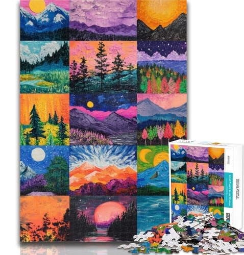 Puzzle für Erwachsene, Aurora-Collage-Puzzle, 1000 Teile für Erwachsene, mit vollständig ineinandergreifenden, zufällig geformten Teilen für Kinder ab 14 Jahren, 26x38cm von GOIUYTGM