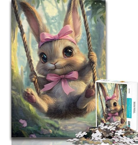 Puzzle für Erwachsene, Baby-Häschen auf der Schaukel, 1000 Teile, Puzzle für Erwachsene und Jugendliche, Geschenke für Freunde und Familie, für 14-Jährige, 26x38cm von GOIUYTGM