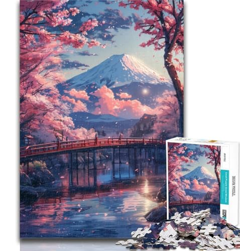 Puzzle für Erwachsene, Berg Fuji und Kirschblüte, 1000 Teile, schwierig, Holzkohlekunst, Staycation, Zeitvertreib für die Heimdekoration, 50x75cm Puzzle für Erwachsene, Berg Fuji und Kirschblüte, 1000 Teile, schwierig, Holzkohlekunst, Staycation, Zeitvertreib für die Heimdekoration, 50x75cm von GOIUYTGM