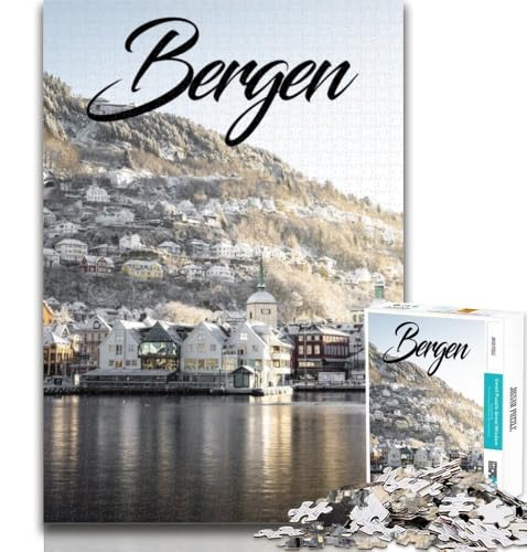Puzzle für Erwachsene, Bergen, Norwegen, 1000 Teile, Puzzle für Erwachsene, Geschenke, Spielzeug, Lernspiele, Stressabbau, Wunschliste mit Weihnachtsmann, 26x38cm von GOIUYTGM