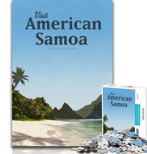 Puzzle für Erwachsene, Besuch von Amerikanisch-Samoa, 1000 Teile für Erwachsene, mit vollständig ineinandergreifenden, zufällig geformten Teilen für Kinder ab 14 Jahren, 26x38cm von GOIUYTGM