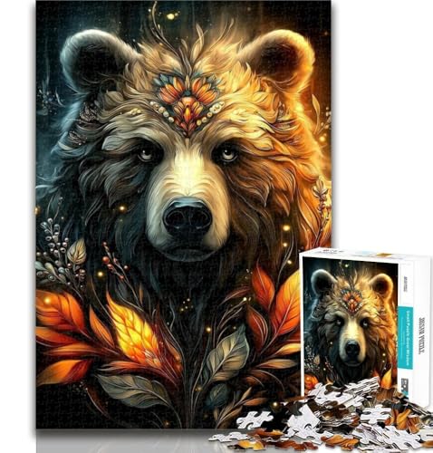 Puzzle für Erwachsene, Blumen-Braunbär, Puzzle für Erwachsene, 1000 Teile, Lernspielzeug und Spiele für Erwachsene und Jugendliche, 26x38cm von GOIUYTGM