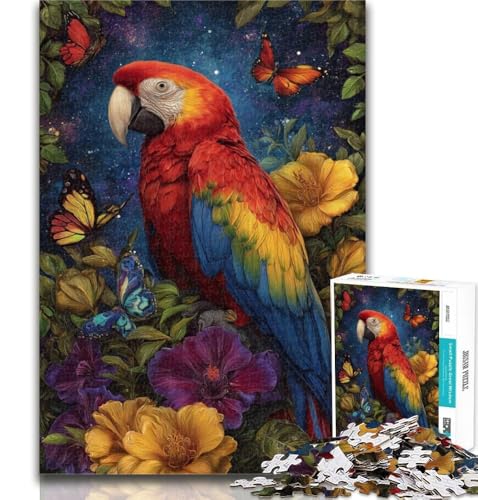 Puzzle für Erwachsene, Blumen und Papageien, 1000 Teile, schwierig, Holzkohlekunst, Staycation, Zeitvertreib für die Heimdekoration, 26x38cm von GOIUYTGM