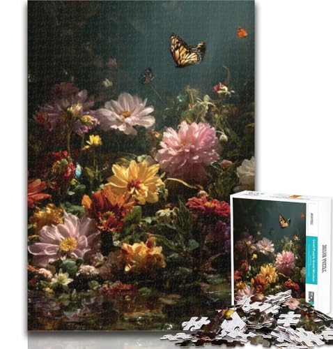 Puzzle für Erwachsene, Blumenkunst, Puzzle für Erwachsene, 1000 Teile, pädagogisches Spielzeug zum Stressabbau, tolle Geschenke und Spielzeuge, 50x75cm von GOIUYTGM