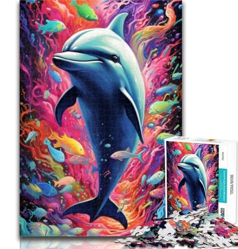 Puzzle für Erwachsene, Bunte Delfine, Puzzle für Erwachsene, 1000 Teile, Geburtstagsgeschenk, Geschenke, Wandkunst für Kinder ab 14 Jahren, 50x75cm von GOIUYTGM
