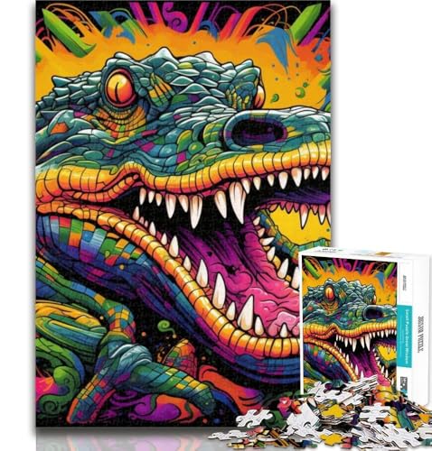 Puzzle für Erwachsene, Bunte Nilkrokodile, Puzzle für Erwachsene, 1000 Teile, Lernspielzeug und Spiele für Erwachsene und Jugendliche, 26x38cm von GOIUYTGM