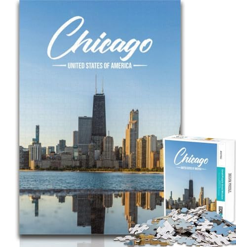 Puzzle für Erwachsene, Chicago, 1000 Teile, Geschenk für Teenager, Lernspiel, Herausforderungsspielzeug für Frauen und Männer, 75x50cm von GOIUYTGM