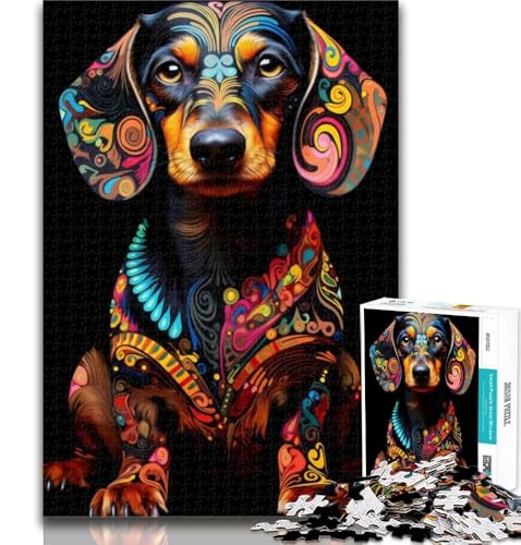 Puzzle für Erwachsene, Dackel in Farbe, 1000 Teile, für Jugendliche, Lernspiel, Herausforderungsspielzeug für Frauen und Männer, 50x75cm von GOIUYTGM
