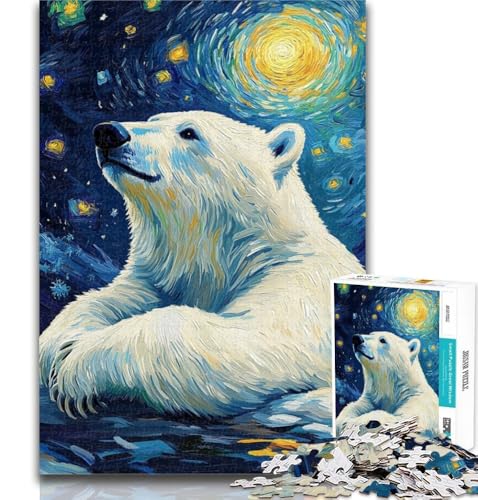 Puzzle für Erwachsene, Eisbär unter dem Nachthimmel, 1000 Teile, Spielzeug, Lernspiele, Stressabbau, tolle Geschenke und Spielzeuge, 50x75cm von GOIUYTGM