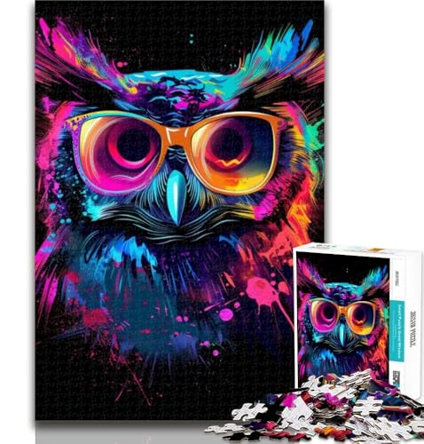 Puzzle für Erwachsene, Eule mit Sonnenbrille, 1000 Teile, Lernspiel für Geburtstag, Weihnachten und ab 14 Jahren, 50x75cm von GOIUYTGM