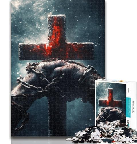 Puzzle für Erwachsene, Flammendes Kreuz, 1000 Teile, für Erwachsene und Jugendliche, Künstlersammlung, Bildende Kunst, für Kinder ab 14 Jahren, 26x38cm von GOIUYTGM