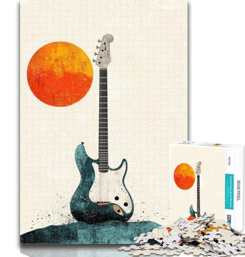 Puzzle für Erwachsene, Gitarre, 1000 Teile, für Erwachsene und Jugendliche, Spielzeug, Lernspiele, Stressabbau, tolle Geschenke und Spielzeuge, 26x38cm von GOIUYTGM