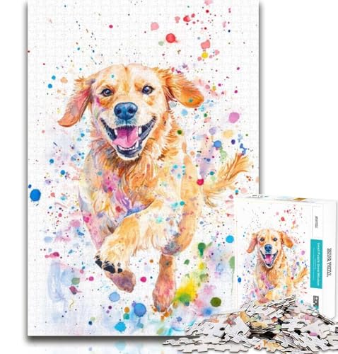 Puzzle für Erwachsene, Golden Retriever-Porträt, 1000 Teile, Lernspiel für Geburtstag, Weihnachten und ab 14 Jahren, 26x38cm von GOIUYTGM