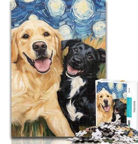 Puzzle für Erwachsene, Golden Retriever und Labrador, Puzzle für Erwachsene, 1000 Teile, Lernspielzeug und Spiele für Erwachsene und Jugendliche, 26x38cm von GOIUYTGM