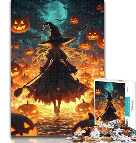 Puzzle für Erwachsene, Halloween-Hexe, 1000 Teile, Puzzle für Erwachsene und Jugendliche, anspruchsvoll und schwierig mit vollständig ineinandergreifenden, zufällig geformten Teilen, 26x38cm Puzzle für Erwachsene, Halloween-Hexe, 1000 Teile, Puzzle für Erwachsene und Jugendliche, anspruchsvoll und schwierig mit vollständig ineinandergreifenden, zufällig geformten Teilen, 26x38cm von GOIUYTGM