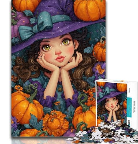 Puzzle für Erwachsene, Halloween-Kürbismädchen, 1000-teiliges Puzzle für Erwachsene, Geschenke, anspruchsvolles Spiel und Familienspiel, Wichtelgeschenke, 26x38cm von GOIUYTGM