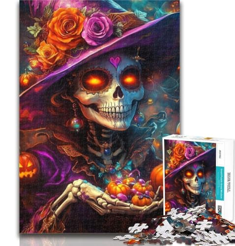 Puzzle für Erwachsene, Halloween-Skelett, 1000 Teile, Puzzle für Erwachsene und Jugendliche, Spielzeug, Lernspiele, Stressabbau, einzigartige Heimdekoration und Geschenke, 50x75cm von GOIUYTGM