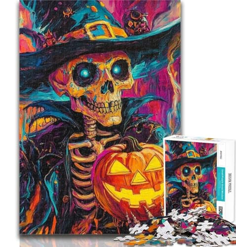 Puzzle für Erwachsene, Halloween-Skelett, 1000 Teile, Puzzle für Erwachsene und Jugendliche, lebendiges und einzigartiges Design, entspannendes und herausforderndes Puzzle-Erlebnis, 26x38cm von GOIUYTGM