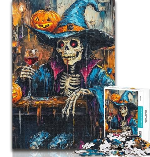 Puzzle für Erwachsene, Halloween-Skelett, 1000 Teile, Puzzle für Jugendliche und Erwachsene, Lernspielzeug, ganze Familie, 26x38cm von GOIUYTGM