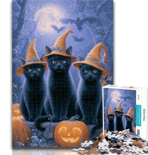 Puzzle für Erwachsene, Halloween-Tiere, 1000 Teile, Lernspiel für Geburtstag, Weihnachten und ab 14 Jahren, 26x38cm von GOIUYTGM