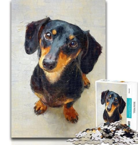 Puzzle für Erwachsene, Happy Dackel, Puzzle für Erwachsene, 1000 Teile, Lernspielzeug und Spiele für Erwachsene und Jugendliche, 26x38cm von GOIUYTGM