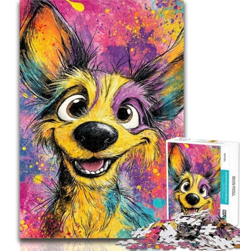 Puzzle für Erwachsene, Happy Dog, 1000 Teile, Puzzle für Erwachsene und Jugendliche, Spielzeug, Lernspiele, Stressabbau, einzigartige Heimdekoration und Geschenke, 50x75cm von GOIUYTGM