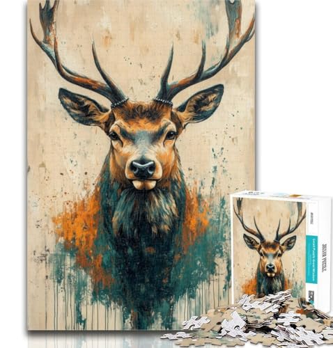 Puzzle für Erwachsene, Hirsche in Bergen und Flüssen, Puzzle 1000 Teile, für Teenager, Geschenke, Trainieren Sie Ihr Gehirn und Ihre Hände, Geburtstagsgeschenk, Geschenke, 26x38cm von GOIUYTGM