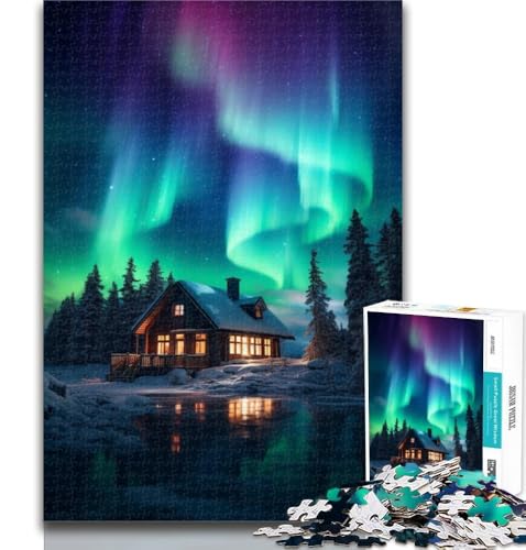Puzzle für Erwachsene, Hütte unter der Aurora, 1000 Teile, für Teenager, Geschenke, Spielzeug, Lernspiele, Stressabbau, Stärkung der Liebe zwischen Paaren, 50x75cm Puzzle für Erwachsene, Hütte unter der Aurora, 1000 Teile, für Teenager, Geschenke, Spielzeug, Lernspiele, Stressabbau, Stärkung der Liebe zwischen Paaren, 50x75cm von GOIUYTGM