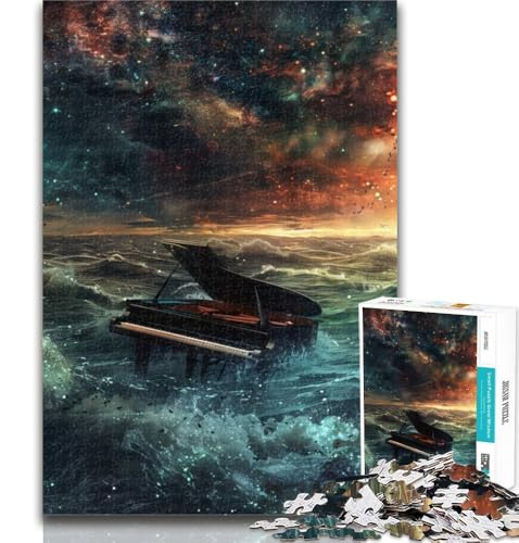 Puzzle für Erwachsene, Klavier im Ozean, 1000 Teile, Spielzeug, Lernspiele, Stressabbau, tolle Geschenke und Spielzeuge, 50x75cm von GOIUYTGM