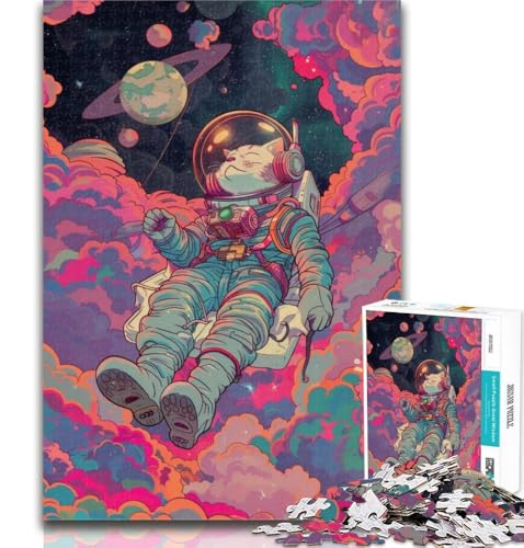 Puzzle für Erwachsene, Musik, Astronautenkatze, 1000 Teile, Puzzle für Jugendliche und Erwachsene, Lernspielzeug, einzigartige Heimdekoration und Geschenke, 50x75cm von GOIUYTGM